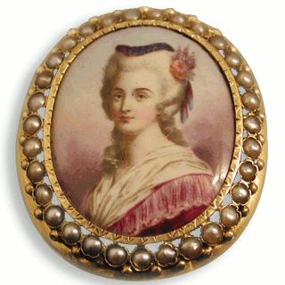 Pre Victorian painted portait brooch