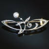 Stylish Art Nouveau bar brooch with diamonds