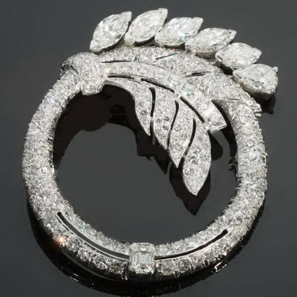Truly magnificent Art Deco platinum diamond ring brooch from the antique jewelry collection of Adin Antique Jewelry Store, Antwerp, Belgium