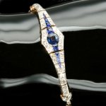 Belle Epoque Art Deco gold and platinum bracelet with diamonds and sapphires from the antique jewelry collection of www.adin.be
