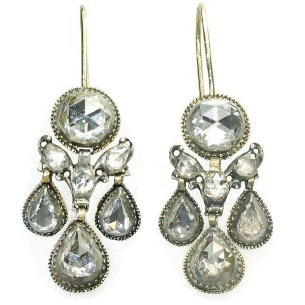Top notch Baroque rose cut diamond ear jewels antique earrings
