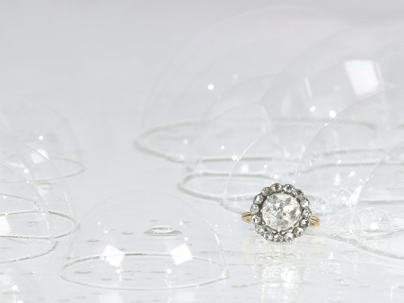 Click the picture to get to this Antique Victorian engagement ring with humongous rose cut diamond