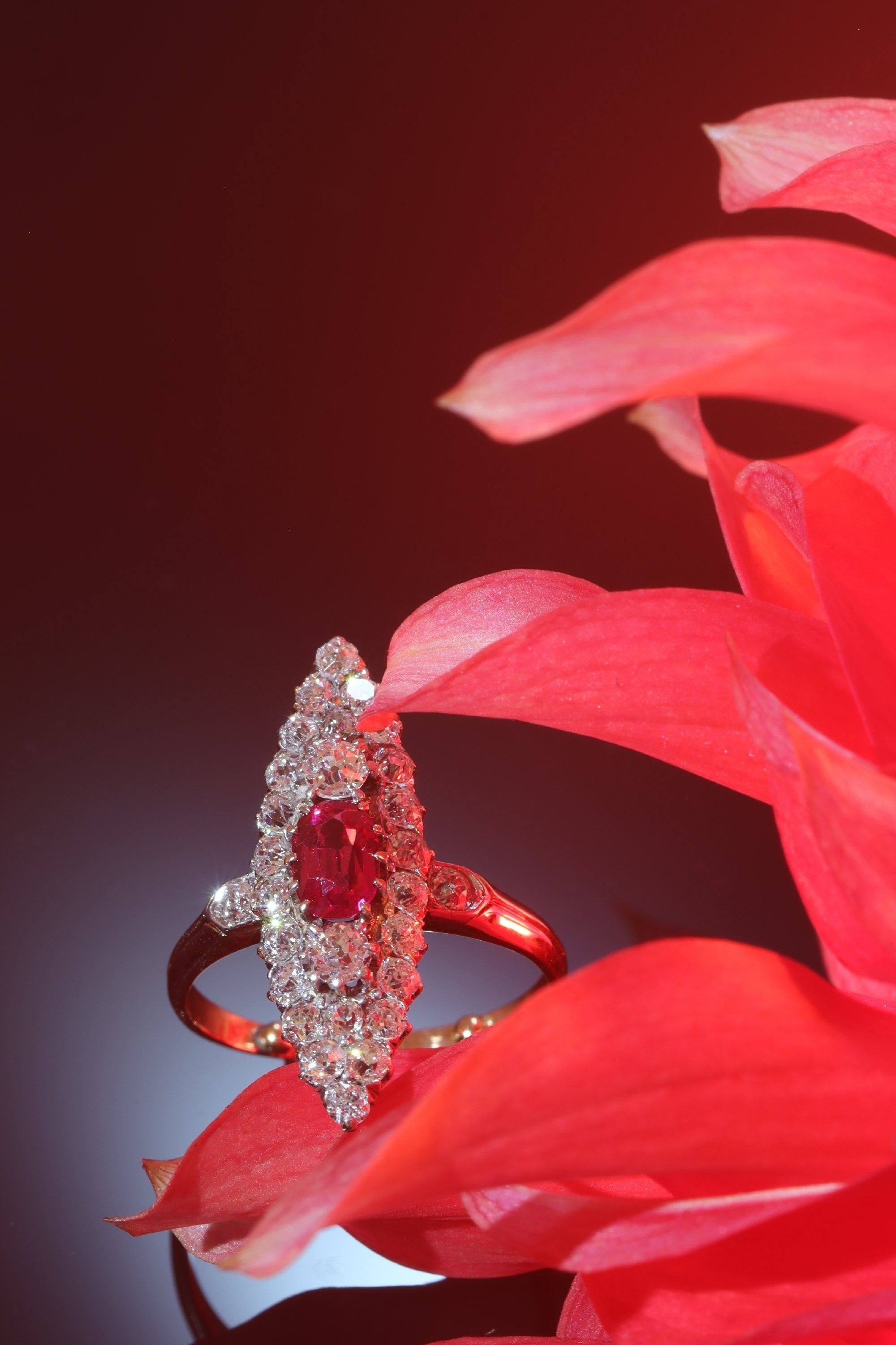 Click the picture to see more of this antique Victorian diamond ring with lovely untreated high quality ruby