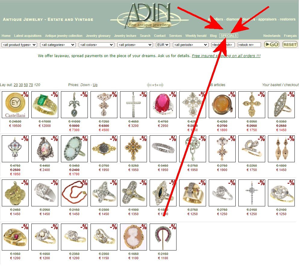Click the picture to get to get to our antique and vintage jewellery bargain basement
