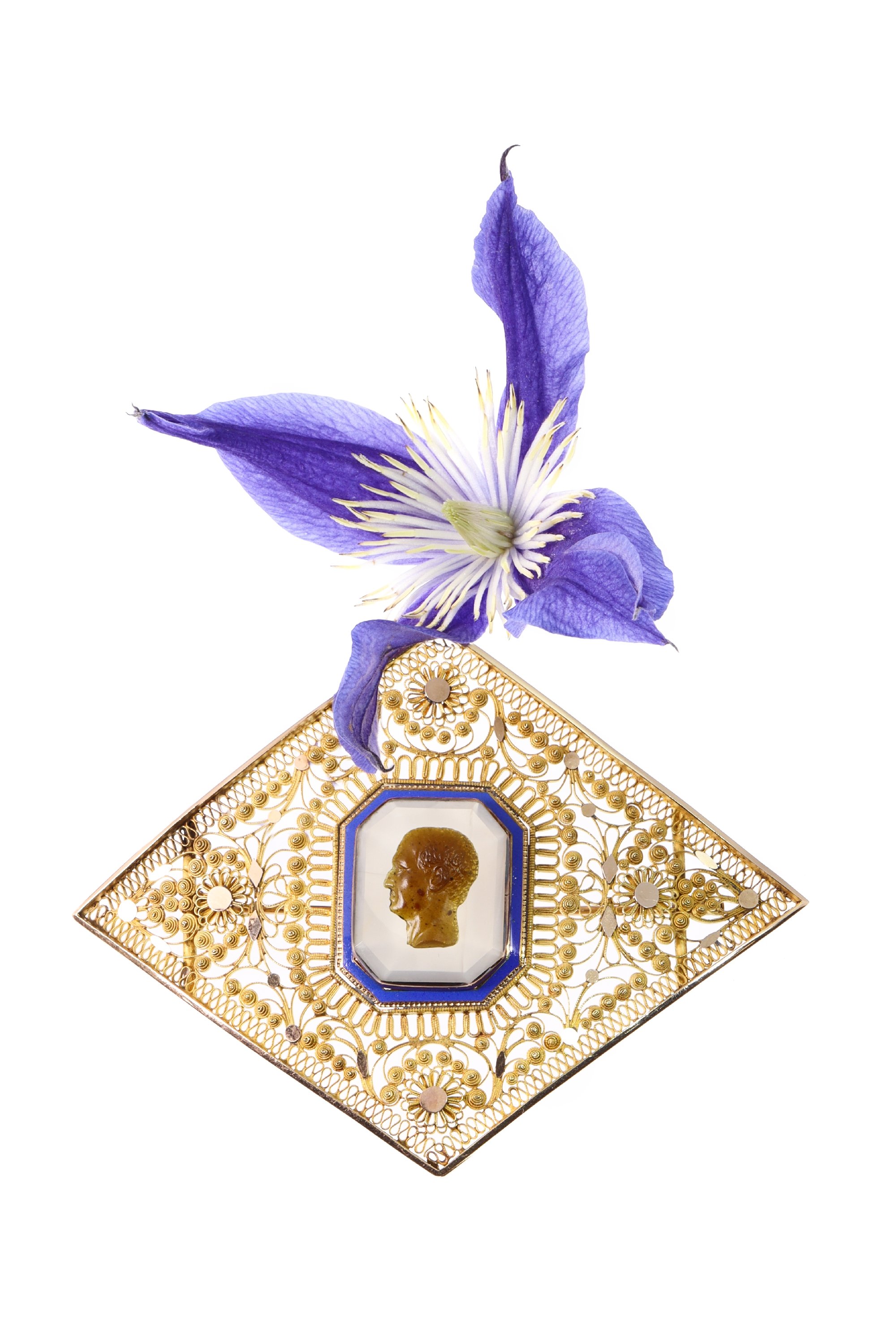 Click the picture to find out more about this Rare French Canetille Brooch, Circa 1830  A Monument to Early 19th-Century Grace