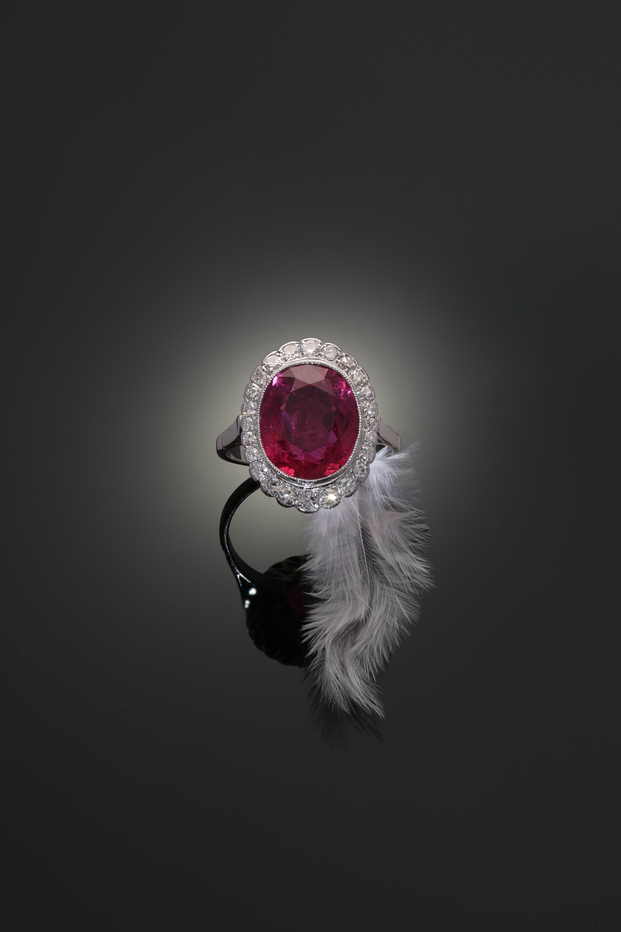 Click the picture to find out more about this Fiery Love Embodied in a Vintage Rubellite Engagement Ring